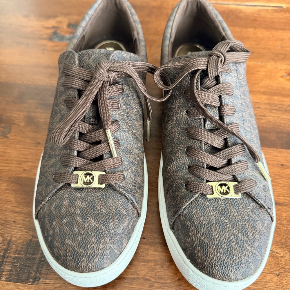 Michael Kors Signature Logo Sneakers Brown PVC Lace Up Women’s 9M